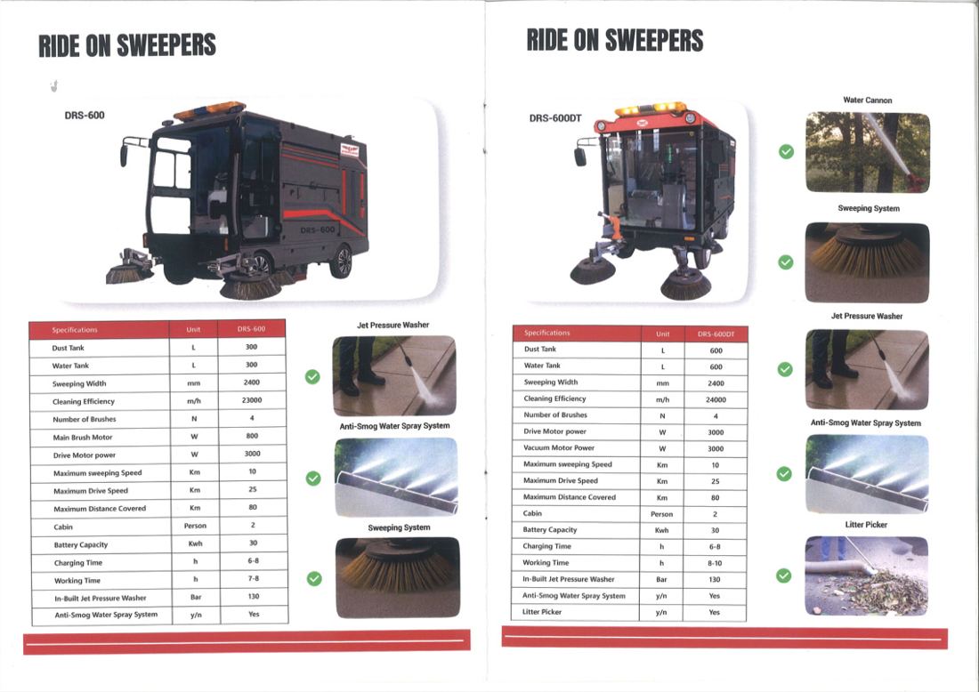 Ride-on road and industrial cleaning equipment
